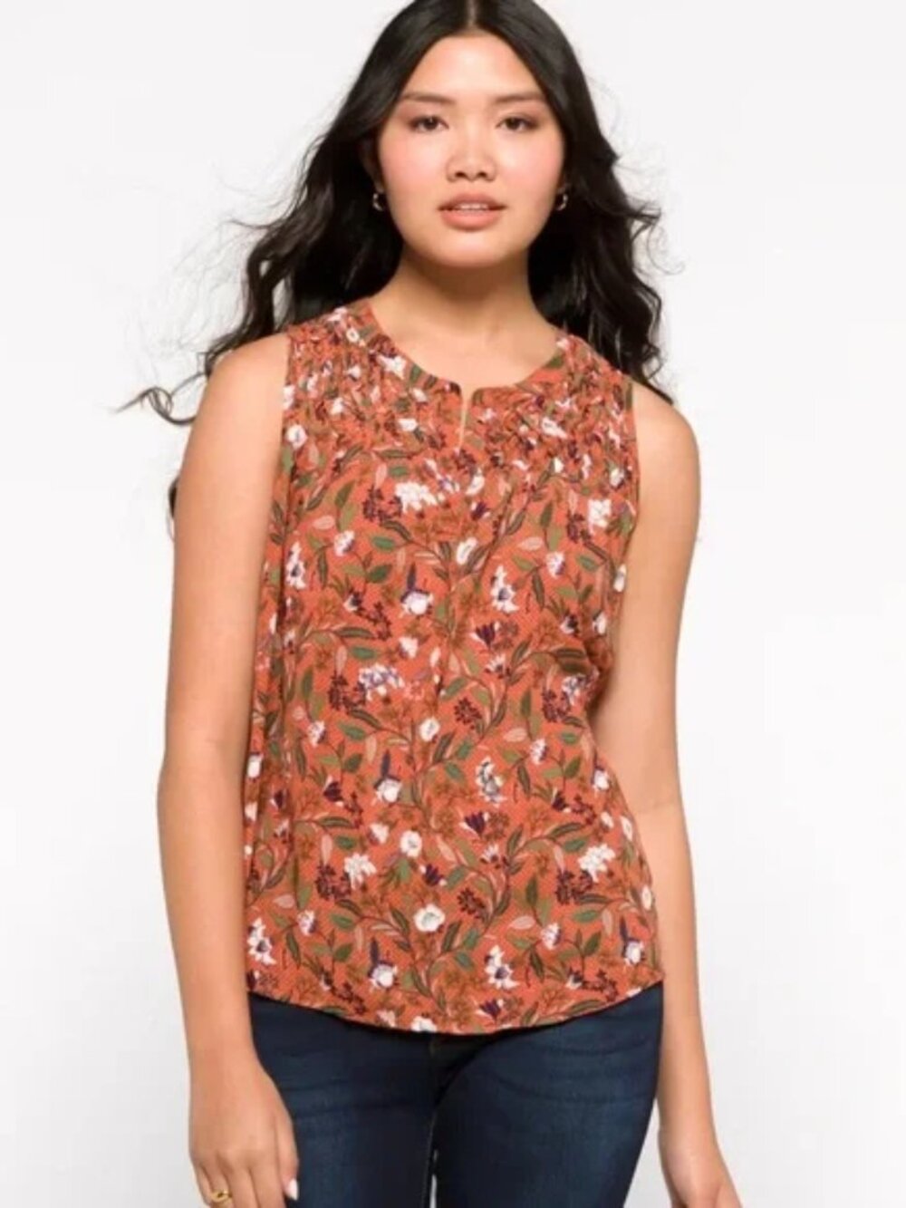 Daniel Rainn Orange Carin Sleeveless Blouse
